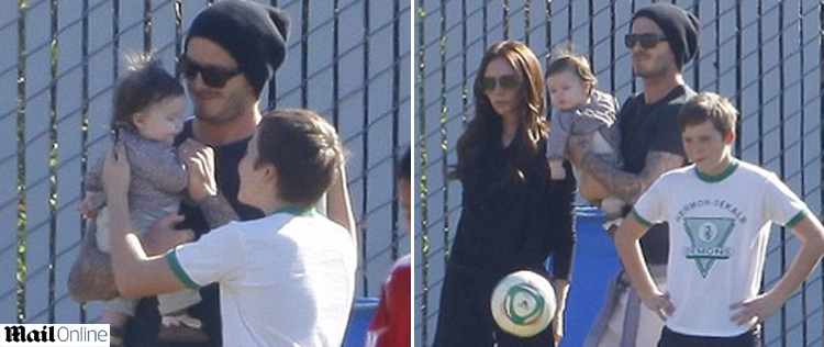 David Beckham paparica a filha em parque