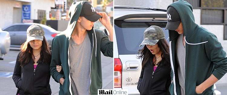 Vanessa Hudgens passeia com Austin Butler disfarçada