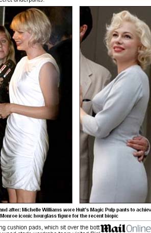Michelle Williams teria usado enchimento para viver Marilyn Monroe