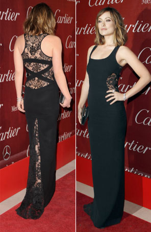 Olivia Wilde usa longo com renda nas costas