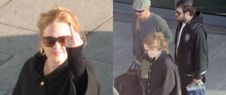 Adele se irrita com <i>paparazzi</i> e faz gestos obscenos
