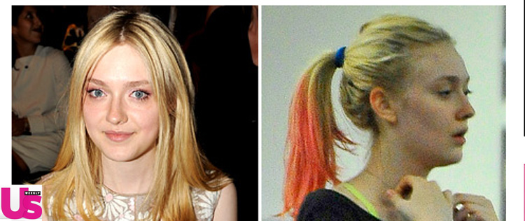 Dakota Fanning tinge as pontas do cabelo