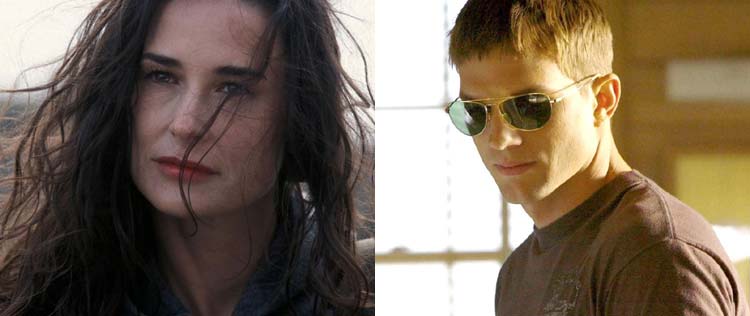Demi Moore e Ashton Kutcher se encontram em festa