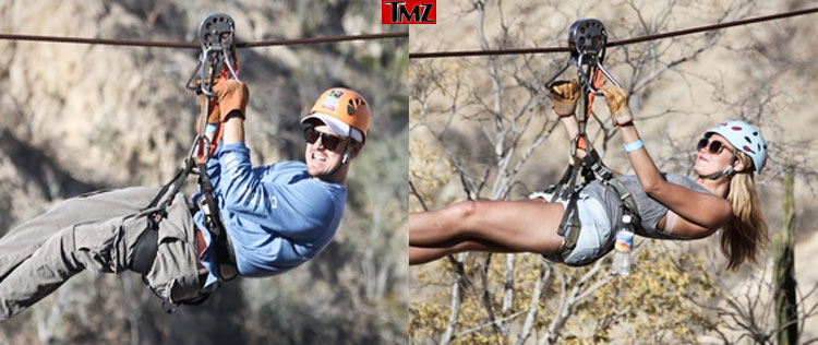 Leonardo DiCaprio anda de tirolesa com namorada