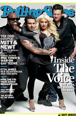 Christina Aguilera é capa da <i>Rolling Stones</i> com os jurados do <i>The Voice</i>