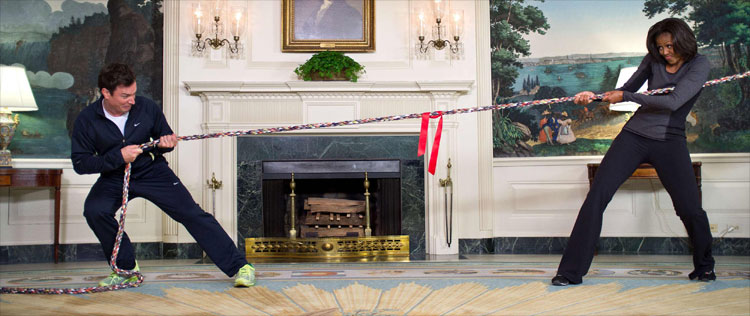 Michelle Obama ganha disputa de Jimmy Fallon