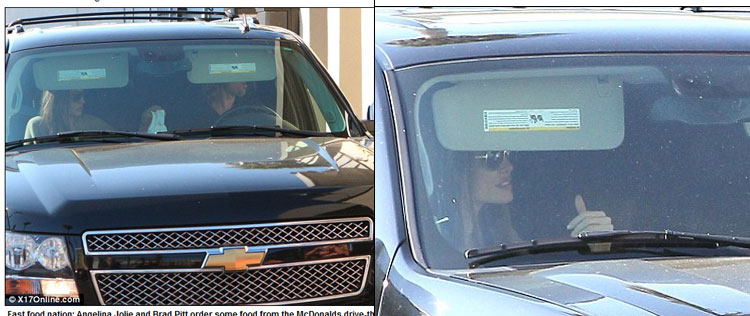 Angelina Jolie e Brad Pitt passam em <i>drive thru</i> de <i>fast food</i>