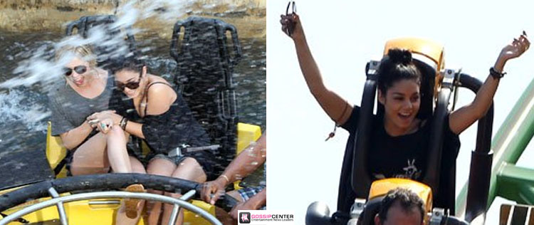 Vanessa Hudgens brinca em parque de diversão