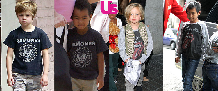 Filhos de Angelina Jolie e Brad Pitt compartilham o guarda-roupa