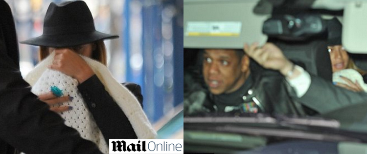 Beyoncé se esconde dos <i>paparazzi</i> usando manta da filha