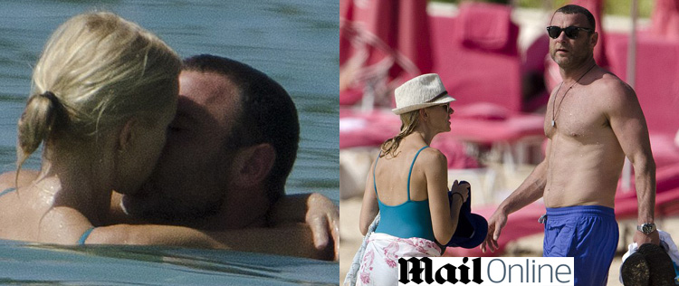 Naomi Watts protagoniza cenas quentes com o marido na praia