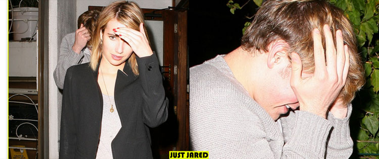 Emma Roberts e Chord Overstreet deixam restaurante juntos