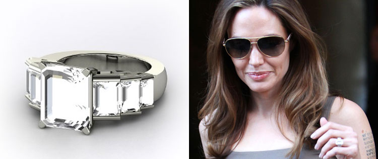 Réplica do anel de noivado de Angelina Jolie custa mais de dois mil reais