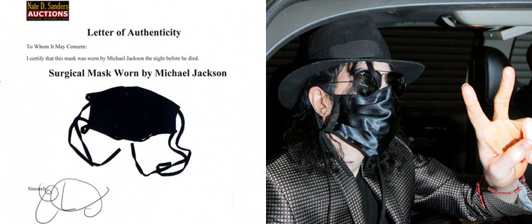 Máscara cirúrgica usada por Michael Jackson será leiloada