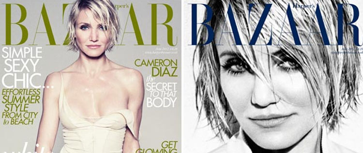 Cameron Diaz usa vestido molhado em capa