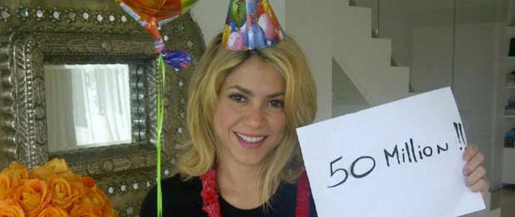 Shakira alcança 50 milhões de seguidores no Facebook