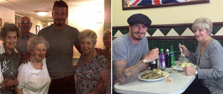 David Beckham almoça com a mãe e divulga foto