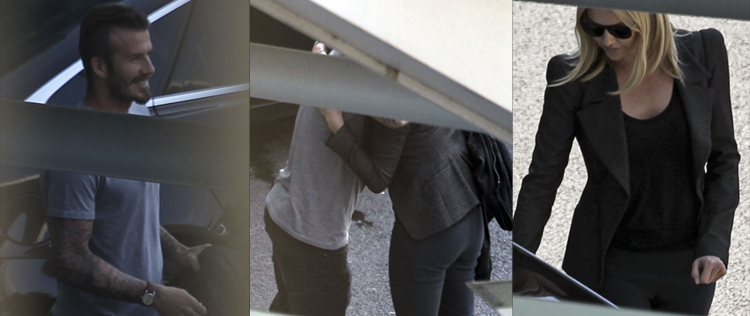 Charlize Theron e David Beckham se encontram em aeroporto