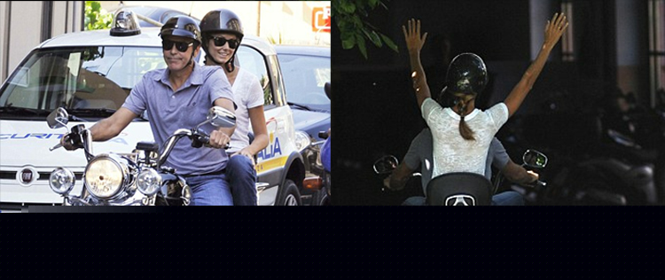 George Clooney é clicado andando de moto com a namorada