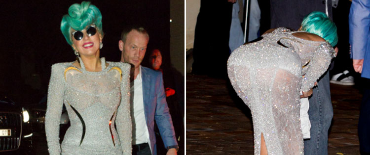 Lady Gaga abaixa e deixa o <I>derrière</i> em evidência