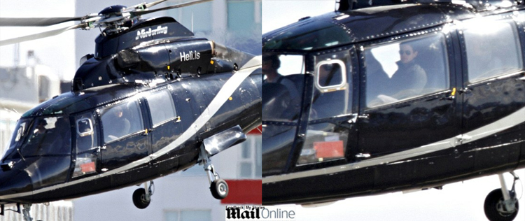 Tom Cruise é visto em helicóptero depois de separação