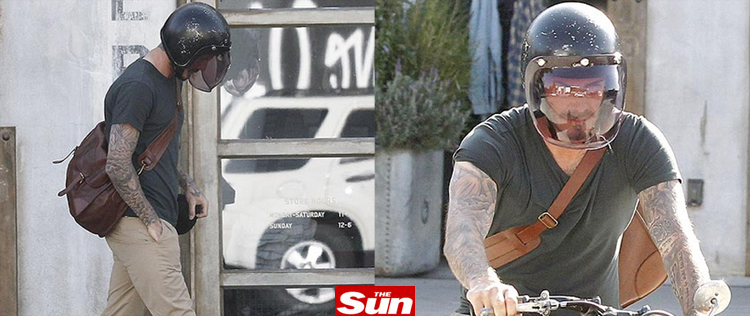 David Beckham usa capacete para fugir de <i>paparazzi</i>