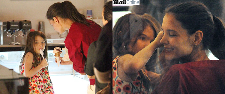 Katie Holmes aparece feliz e sorridente ao lado da filha após anúncio do divórcio