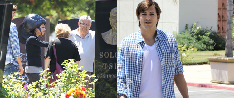 Ashton Kutcher e Mila Kunis vão a cemitério juntos