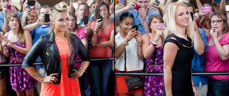 Britney Spears e Demi Lovato participam de audição do <i>X Factor</i>