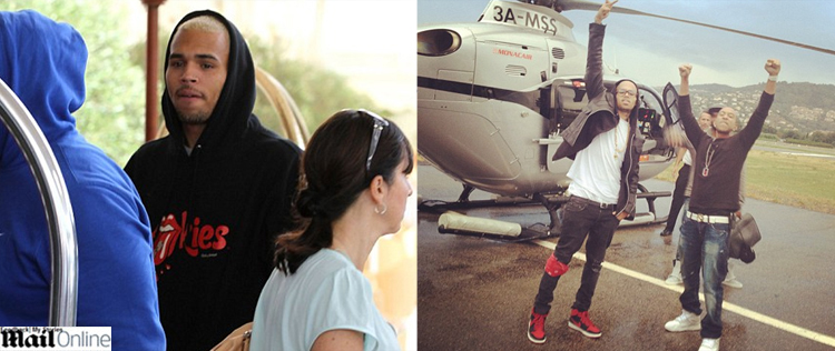 Chris Brown é clicado em Cannes com o cabelo tingido