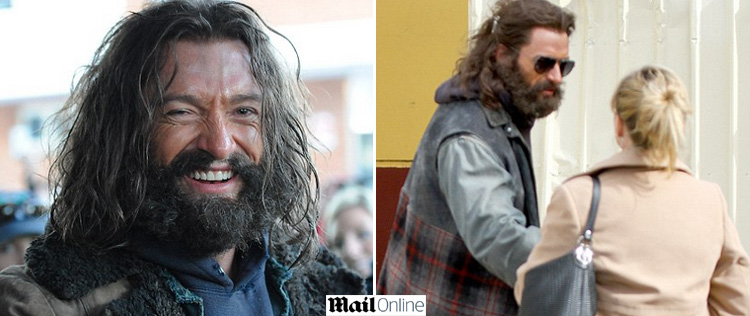 De barba, Hugh Jackman aparece irreconhecível em <I>set</i>