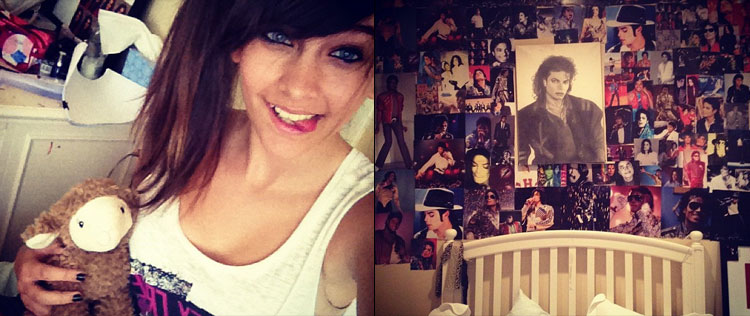 Paris Jackson cobre parede do seu quarto com fotos do pai