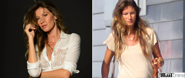 Gisele Bündchen exibe a barriguinha em Boston e esconde no Brasil