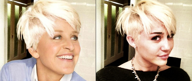 Ellen DeGeneres copia corte de cabelo de Miley Cyrus