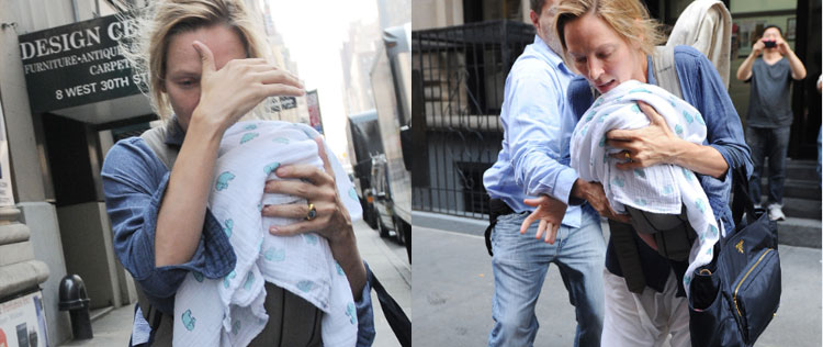 Uma Thurman quase deixa filha cair ao fugir dos <i>paparazzi</i>