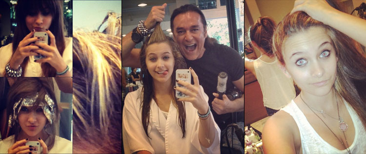 Paris Jackson clareia o cabelo