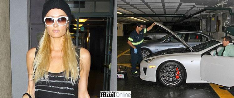 Paris Hilton esquece farol do carro aceso e bateria acaba