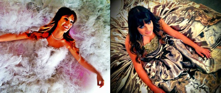 Lea Michele posa com diversos vestidos para <i>Glee</i>