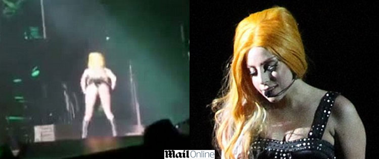 Como Madonna, Lady Gaga deixa <i>derrière</i> à mostra em <i>show</i>