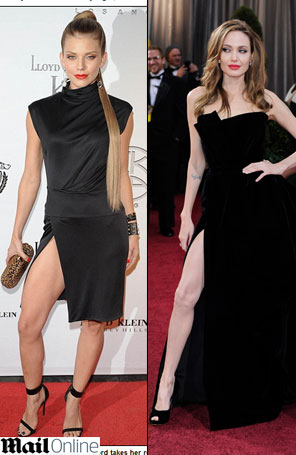 AnnaLynne McCord aposta em fenda e imita Angelina Jolie