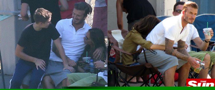 David Beckham é clicado sentado no colo da mulher, Victoria