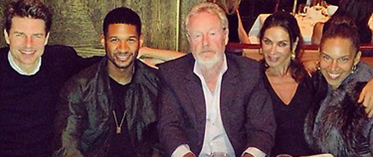 Tom Cruise janta com Usher e Ridley Scott