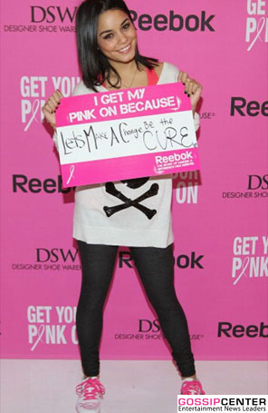 Vanessa Hudgens usa <i>pink</i> pela conscientização do câncer de mama