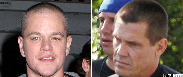 Matt Damon e Josh Brolin aparecem de cabelos raspados