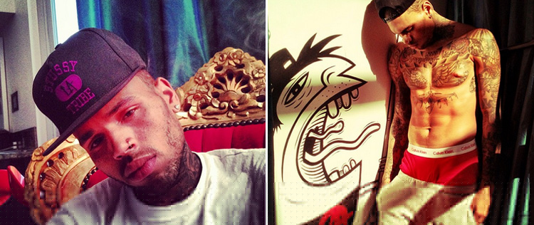 Chris Brown divulga foto só de cueca e revela não se sentir bem
