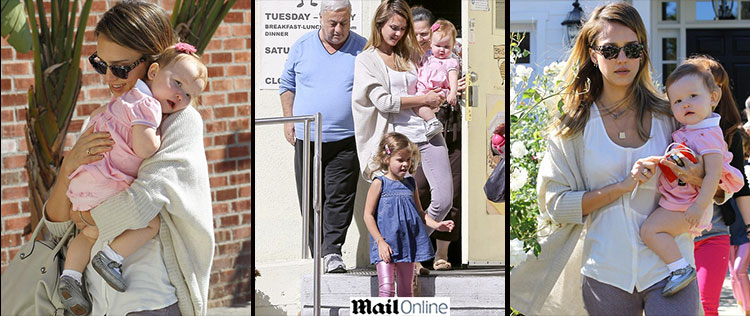 Jessica Alba leva a filha Heaven para passear