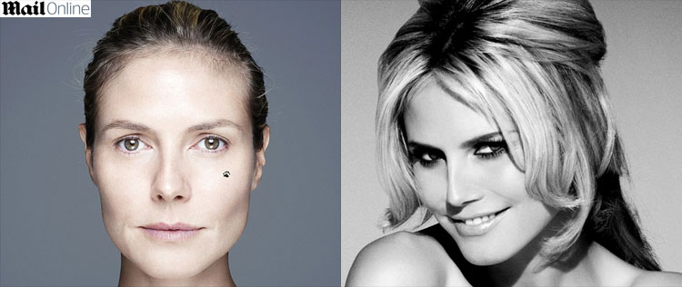 Heidi Klum posa sem maquiagem por boa causa