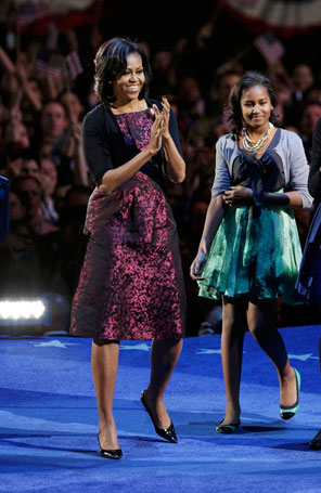 Michelle Obama repete vestido para o discurso de reeleição de Barack Obama