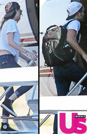 Robert Pattinson e Kristen Stewart embarcam juntos em jato para promover Amanhecer- Parte 2