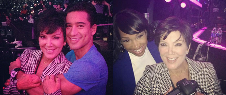 Mãe de Khloé Kardashian visita <i>set</i> de gravação do <i>The X Factor USA</i>